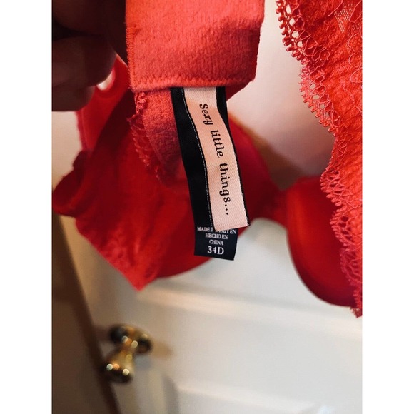 Victoria's Secret Sexy Little Things Pink Red Lace Bra 34D‎ - Picture 3 of 3